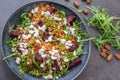 Healthy home made couscous salad with sweet potato, beetroot and feta cheese Royalty Free Stock Photo