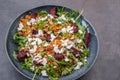 Healthy home made couscous salad with sweet potato, beetroot and feta cheese Royalty Free Stock Photo