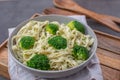Healthy home made creamy broccoli pasta Royalty Free Stock Photo