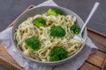 Healthy home made creamy broccoli pasta Royalty Free Stock Photo