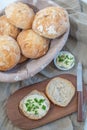 Healthy home made crusty round bread rolls