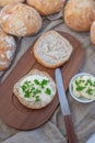 Healthy home made crusty round bread rolls