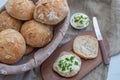 Healthy home made crusty round bread rolls