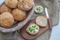 Healthy home made crusty round bread rolls