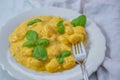 Healthy home made gnocchi with creamy pumpkin sauce Royalty Free Stock Photo