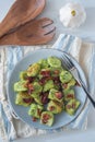 healthy home made Gnocchi with wild garlic Royalty Free Stock Photo