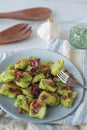 healthy home made Gnocchi with wild garlic Royalty Free Stock Photo