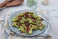 healthy home made Gnocchi with wild garlic Royalty Free Stock Photo