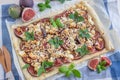 Healthy home made tart with figs, herbs and cheese Royalty Free Stock Photo