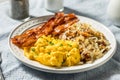 Healthy Homemade American Bacon Egg and Hashbrown Breakfast Royalty Free Stock Photo