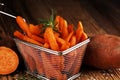 Healthy Homemade Baked Sweet Potato Fries. Royalty Free Stock Photo