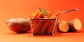 Healthy Homemade Baked Sweet Potato Fries. Royalty Free Stock Photo