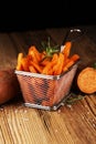Healthy Homemade Baked Sweet Potato Fries. Royalty Free Stock Photo