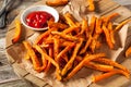 Healthy Homemade Baked Sweet Potato Fries Royalty Free Stock Photo