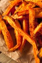 Healthy Homemade Baked Sweet Potato Fries Royalty Free Stock Photo