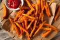 Healthy Homemade Baked Sweet Potato Fries Royalty Free Stock Photo