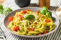 Healthy Homemade Basil Pesto Pasta Royalty Free Stock Photo