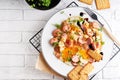 Healthy homemade breakfast. eggs with sausages , spices ,arugula served in a plate Royalty Free Stock Photo