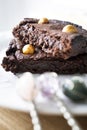 Healthy homemade brownie with hazelnuts Royalty Free Stock Photo