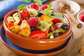 Healthy homemade fruit salad with honey. Royalty Free Stock Photo