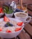 Healthy Homemade Oatmeal with Berries for Breakfast. Royalty Free Stock Photo