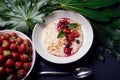 Healthy Homemade Oatmeal with Berries for Breakfast Royalty Free Stock Photo