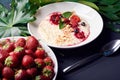 Healthy Homemade Oatmeal with Berries for Breakfast Royalty Free Stock Photo