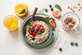 Healthy homemade oatmeal with berries for breakfast Royalty Free Stock Photo