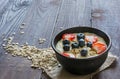 Healthy homemade oatmeal porridge with berries for breakfast Royalty Free Stock Photo