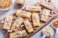 Healthy homemade snacks breakfast . Granola bars