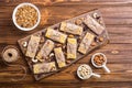 Healthy homemade snacks breakfast . Granola bars