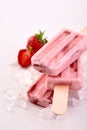 Healthy homemade strawberry and yogurt popsicles Royalty Free Stock Photo