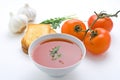 Healthy homemade tomato soup and vegetables Royalty Free Stock Photo