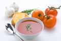 Healthy homemade tomato soup and vegetables Royalty Free Stock Photo