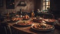 Healthy homemade vegetarian meal on rustic wooden table with fresh ingredients generated by AI Royalty Free Stock Photo