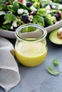 Healthy honey mustard dressing with avocado Royalty Free Stock Photo