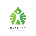 Healthy human logo template design. Healthcare people logo sign. Nature green leaf vector logo icon