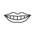 Healthy Human Smile Line Icon. Mouth with Teeth Linear Pictogram. Beauty Lips and White Teeth. Oral Care. Dentistry