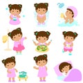 Healthy hygiene for girl cartoon