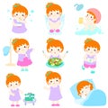 Healthy hygiene for girl cartoon