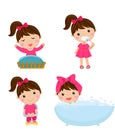 Healthy hygiene for girl cartoon