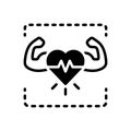 Black solid icon for Healthy, robust and cardiac