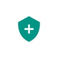 Healthy icon shield with plus symbol. medical healthcare vector illustration