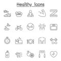 Healthy icons set in thin line style