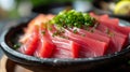 Healthy Indulgence: Fresh Raw Tuna Fillet Steak and Sashimi Feast