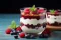 Healthy indulgence Homemade raspberry and blueberry yogurt with granola
