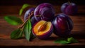 healthy, juicy organic plums Royalty Free Stock Photo