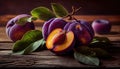 healthy, juicy organic plums Royalty Free Stock Photo