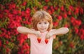 Healthy kids food Cute little boy eating a strawberry. Kid eats fresh strawberries. Royalty Free Stock Photo