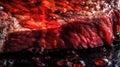 Healthy lean grilled medium-rare beef steak in cut. Gourmet food. Delicious food. Generative AI